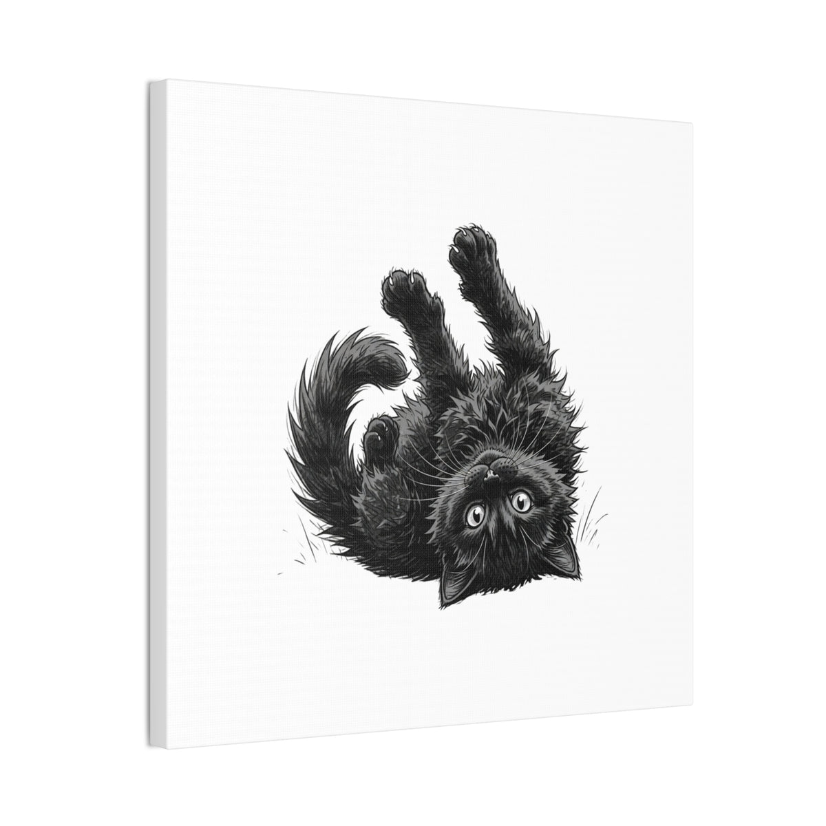 Playful Fluffy Black Kitten Canvas- Twixie Collection- Bestie Best Decor Collection