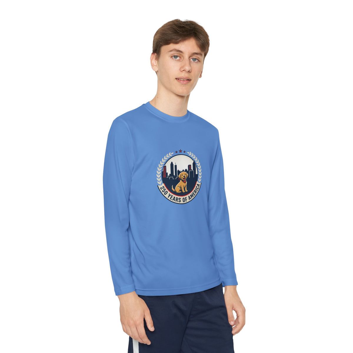 250 Years Celebration With Labrador in City Atlanta Skyline Tee | Youth Long Sleeve