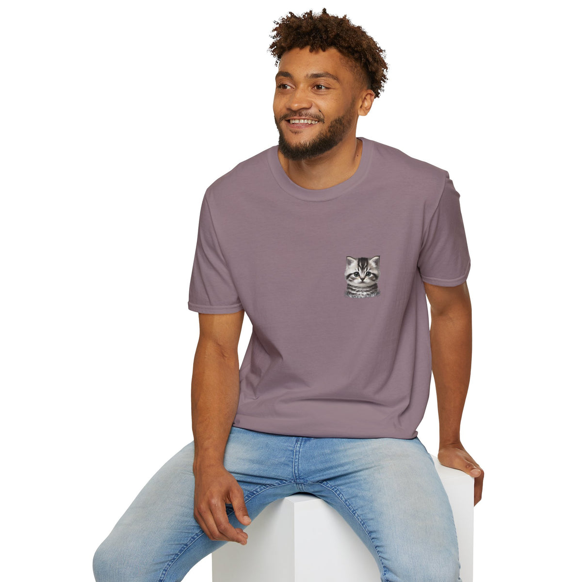 Proper Kitten Portrait T-Shirt | Small Chest Pocket Illustration- Bestie Best Collection