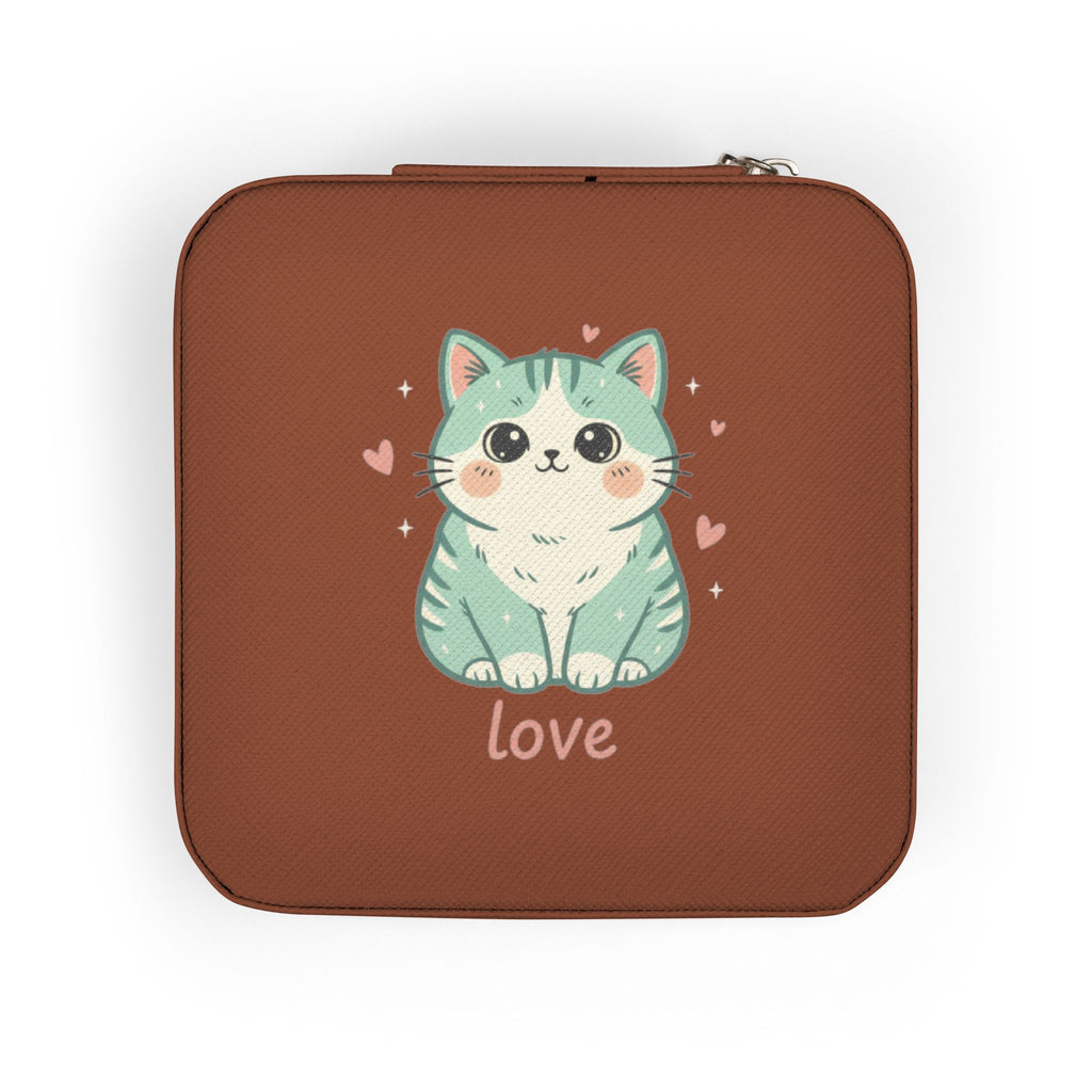 Cute Kitty Love Tabby Cat Jewelry Travel Case | Compact Organizer