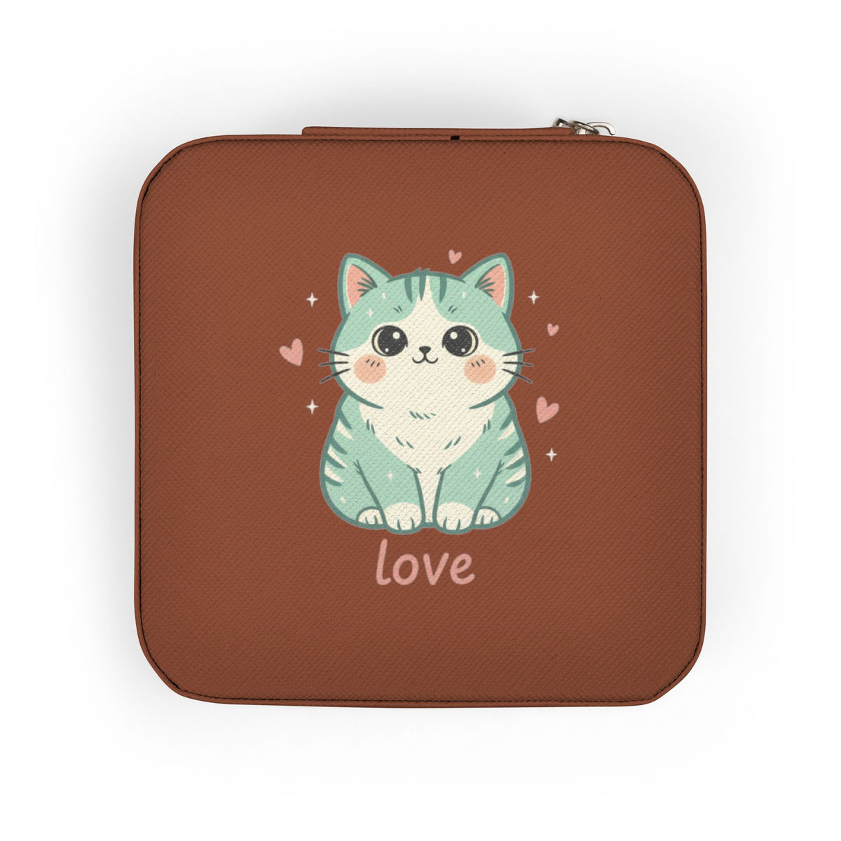 Cute Kitty Love Tabby Cat Jewelry Travel Case | Compact Organizer