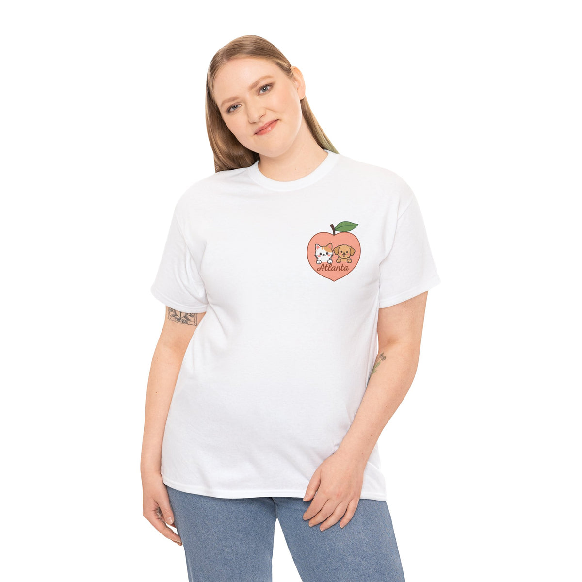 ATLANTA Peach Kitten & Doggie Tee | Cute GA Peach Illustration T-Shirt