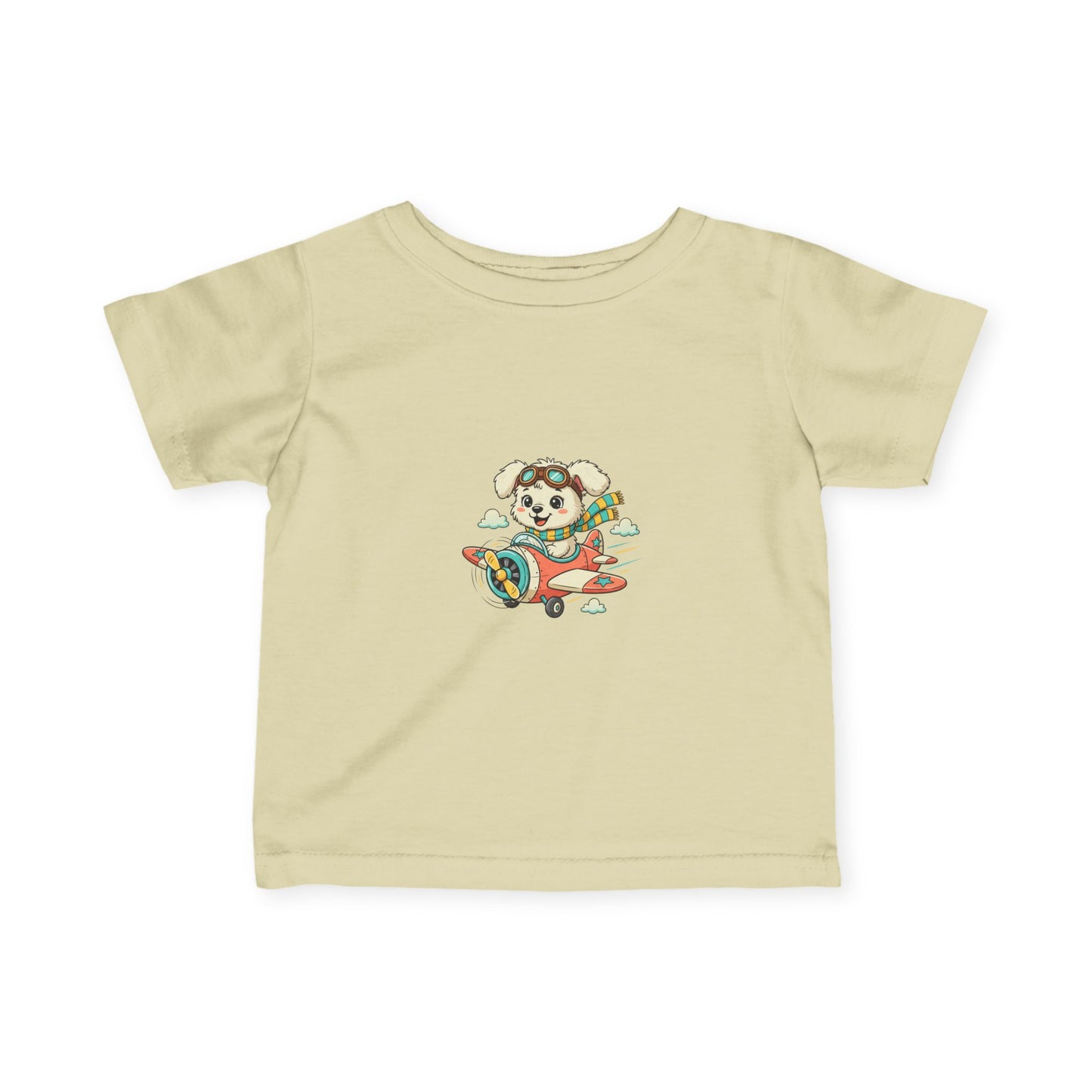Bestie Best Infant Tee — Cute Pilot Puppy on Airplane- Unisex- Baby Shirt