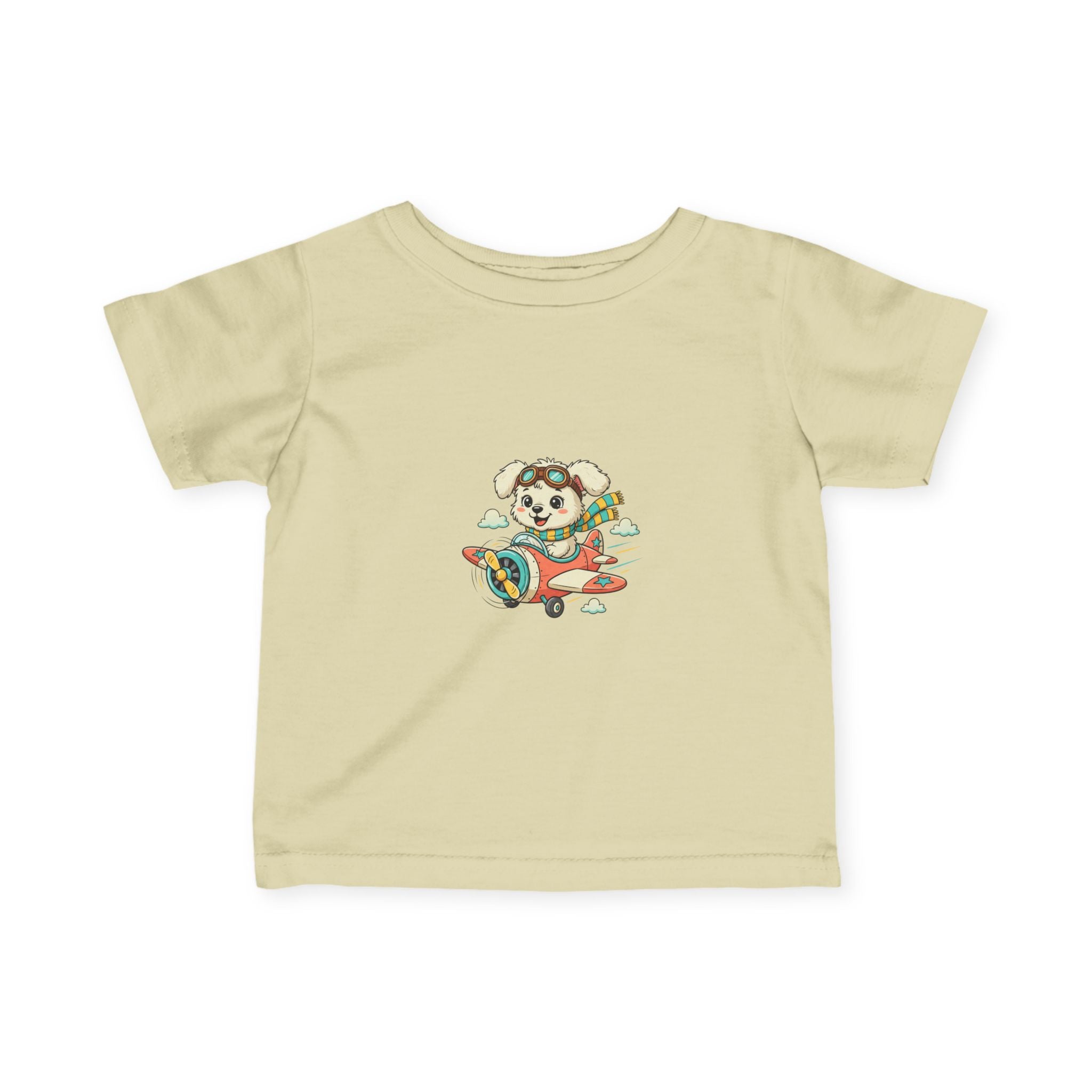 Bestie Best Infant Tee — Cute Pilot Puppy on Airplane- Unisex- Baby Shirt