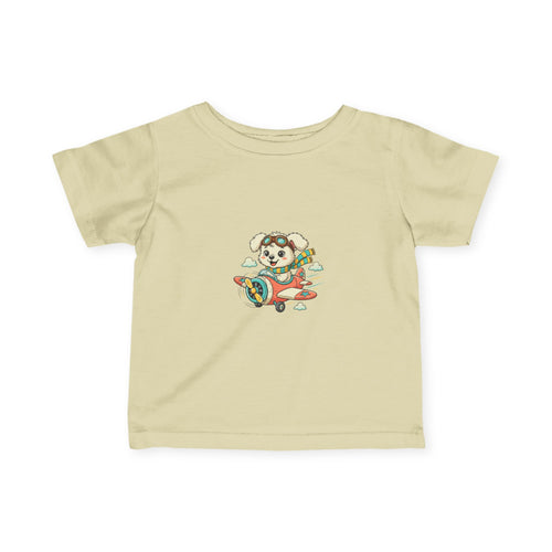 Bestie Best Infant Tee — Cute Pilot Puppy on Airplane- Unisex- Baby Shirt