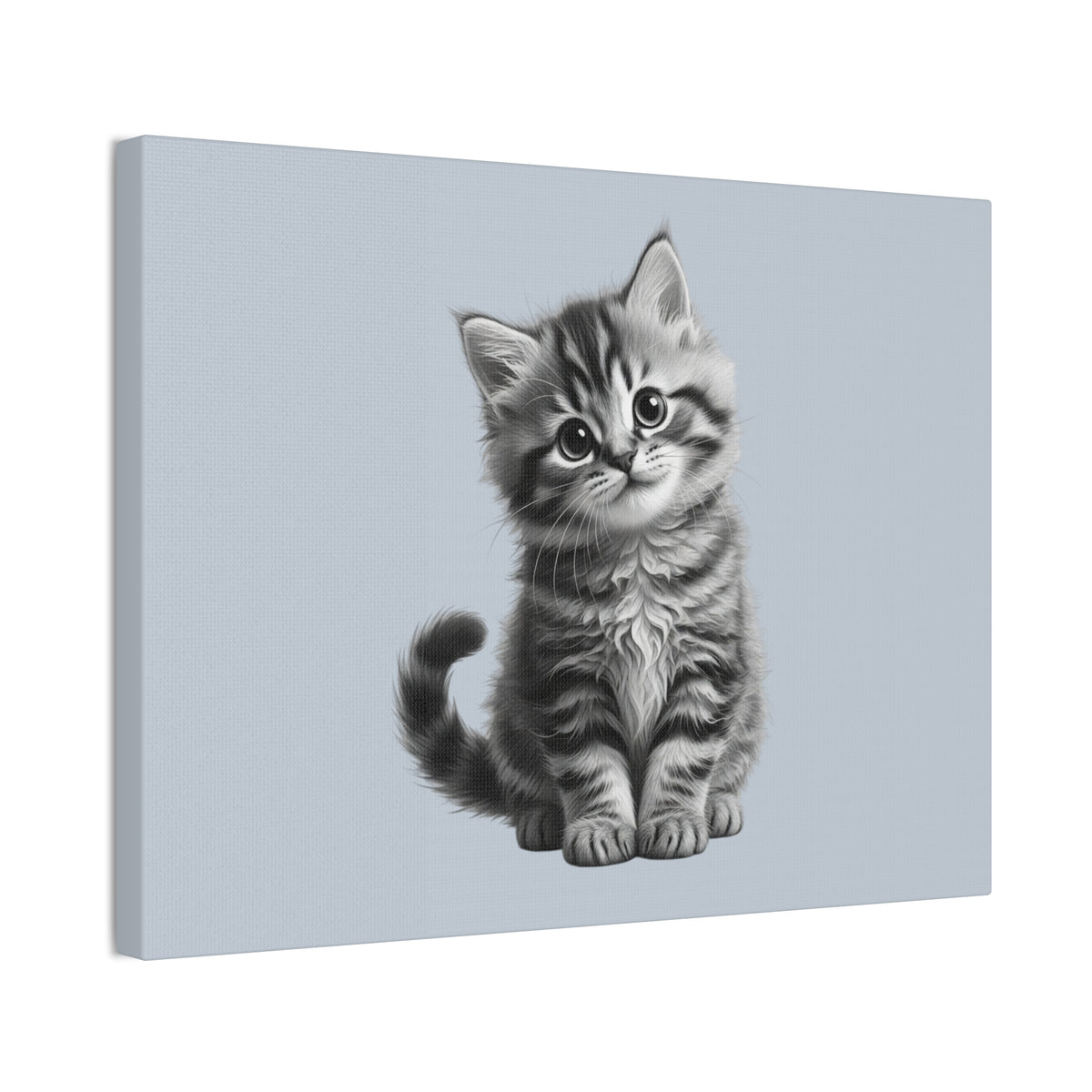 Gray Tabby Kitten Illustration Canvas- Bestie Best Decor Collection- Sage Collection