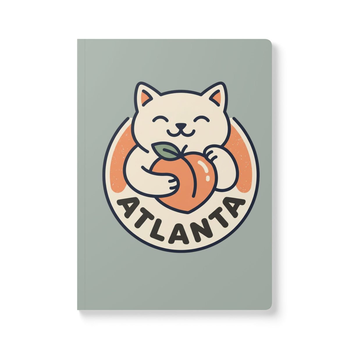 Atlanta Peach Cat Journal | Softcover Notebook, Illustrated City Sticker Design