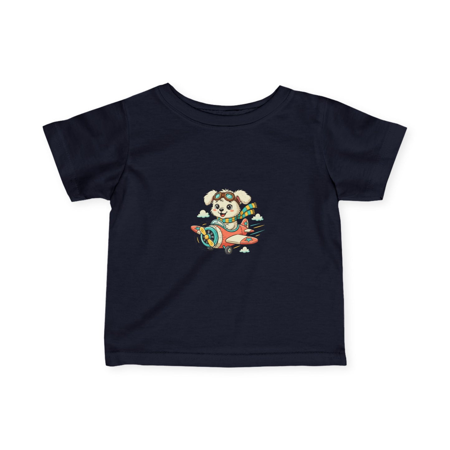 Bestie Best Infant Tee — Cute Pilot Puppy on Airplane- Unisex- Baby Shirt