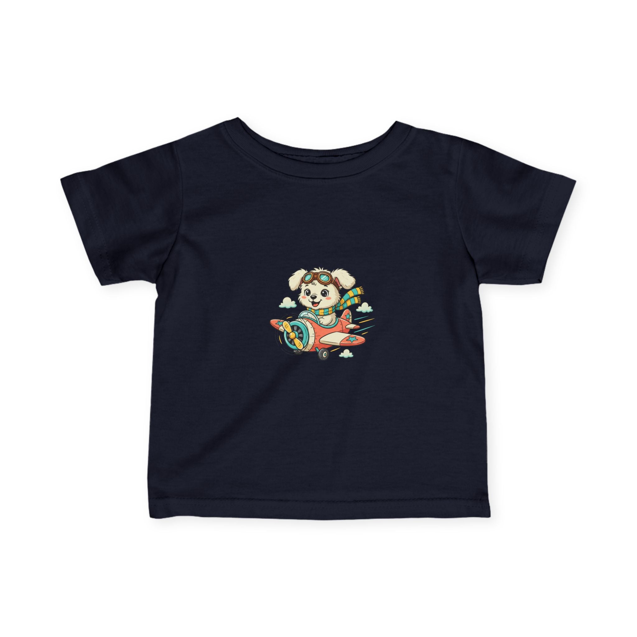 Bestie Best Infant Tee — Cute Pilot Puppy on Airplane- Unisex- Baby Shirt