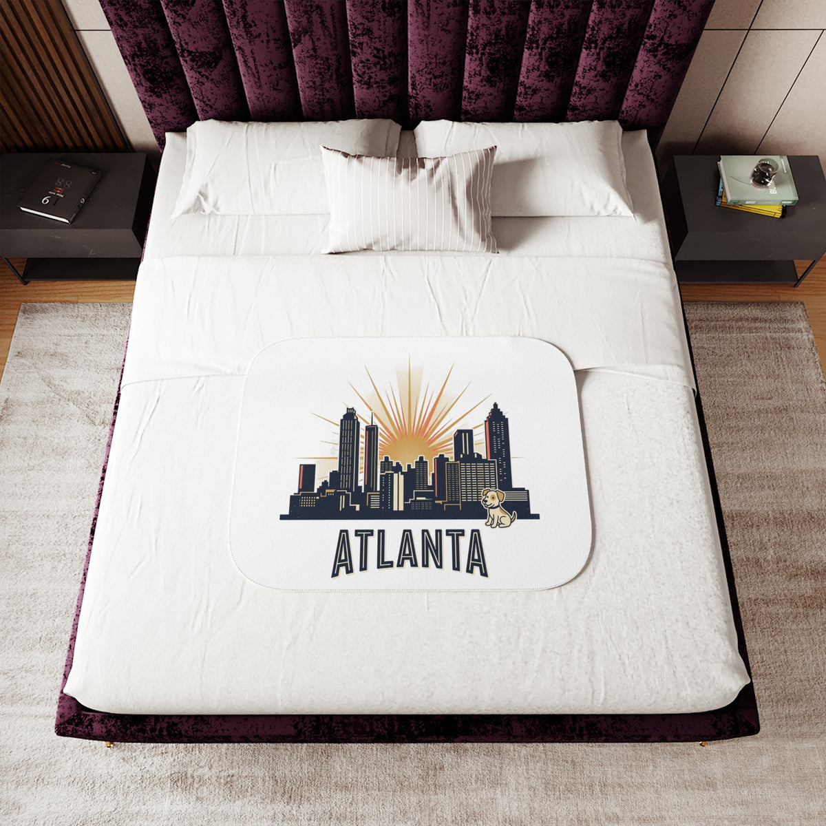 Atlanta skyline Sunrise Sherpa Blanket | City skyline throw