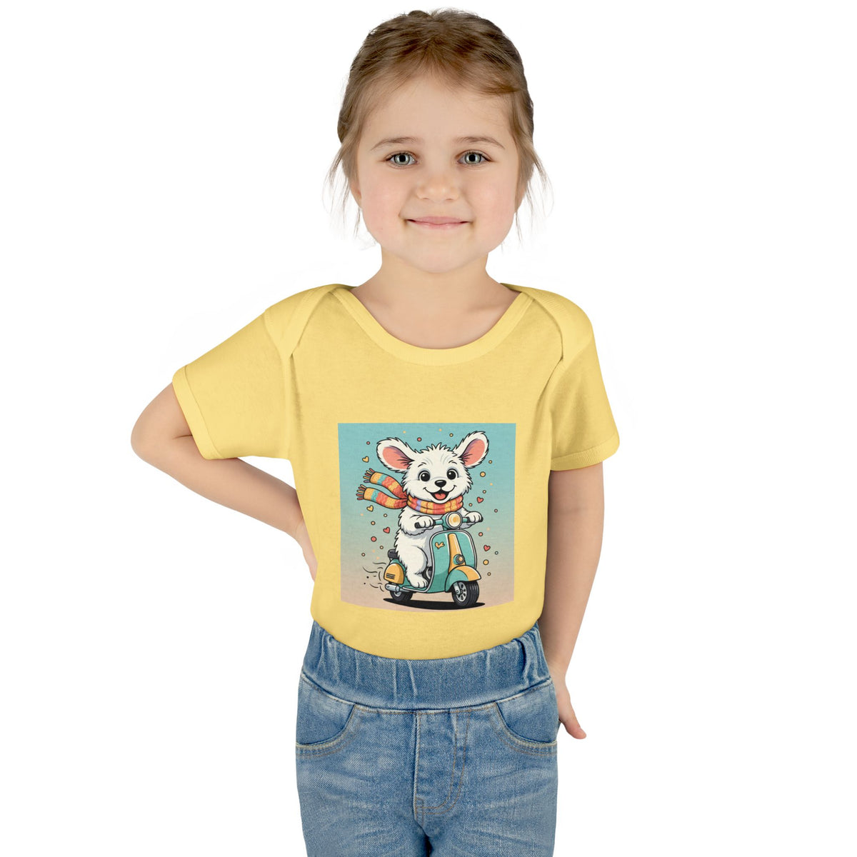 Cute Puppy & his Scooter- Infant Baby Rib Bodysuit- Unisex