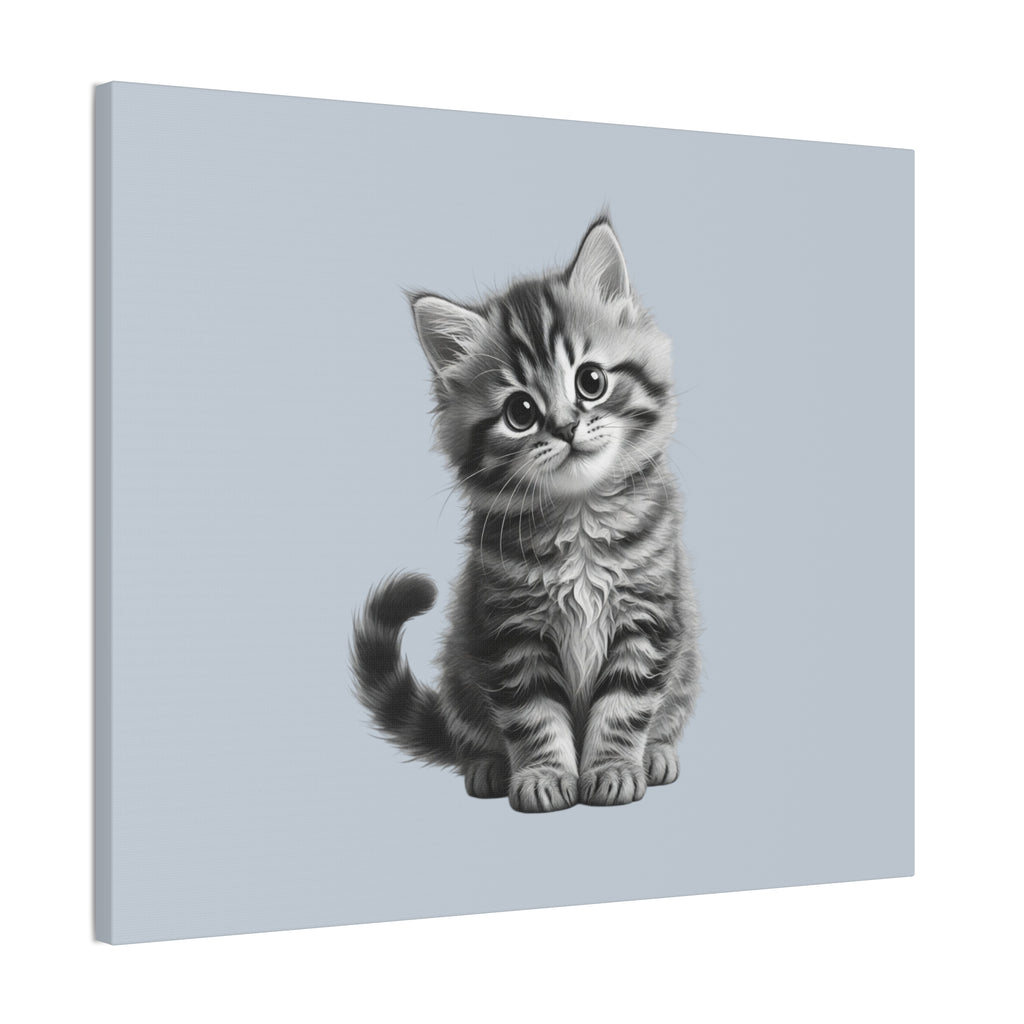 Gray Tabby Kitten Illustration Canvas- Bestie Best Decor Collection- Sage Collection