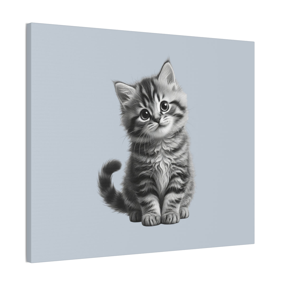 Gray Tabby Kitten Illustration Canvas- Bestie Best Decor Collection- Sage Collection