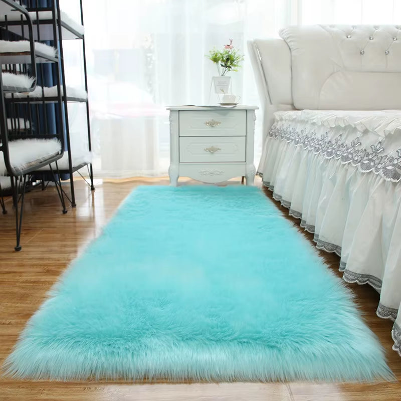 Living Room Fur Carpet Plush Soft Sheepskin Floor Mats Modern Home Decor Bedroom Blankets Imitation Wool Pad White Rugs Doormat