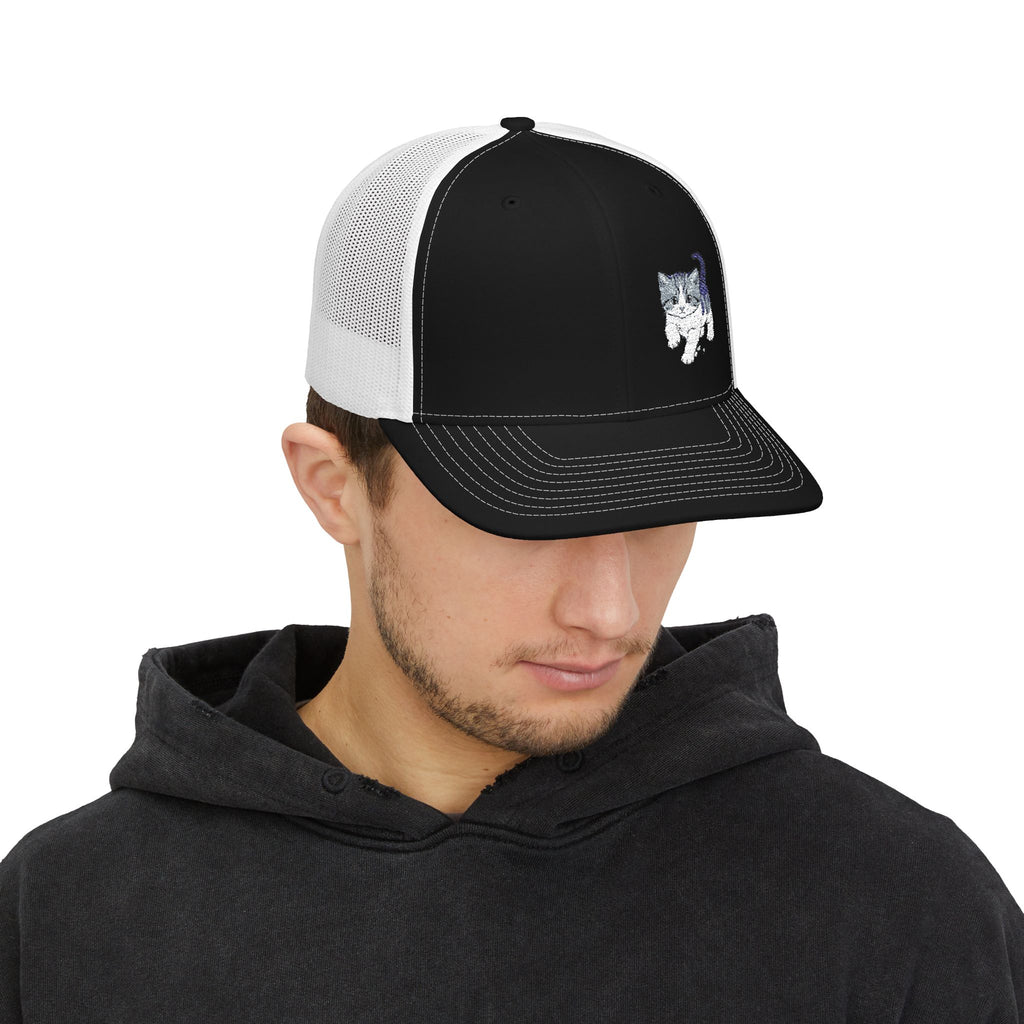 Running Kitten Snapback Trucker Cap | Embroidered Cat Design- Paloma Collection