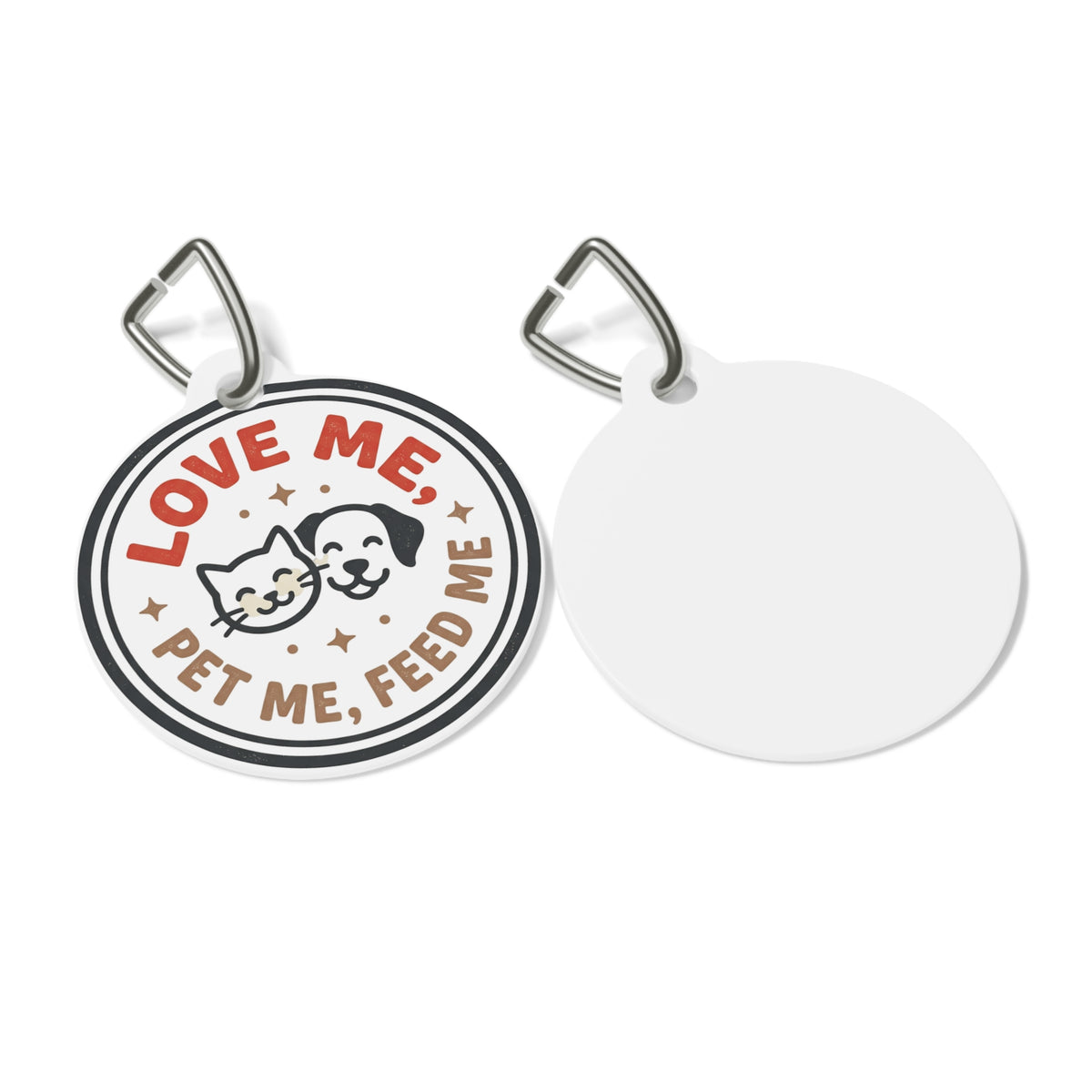 Pet Tag — "Love Me, Pet Me, Feed Me" Cute Cat & Dog ID Pendant