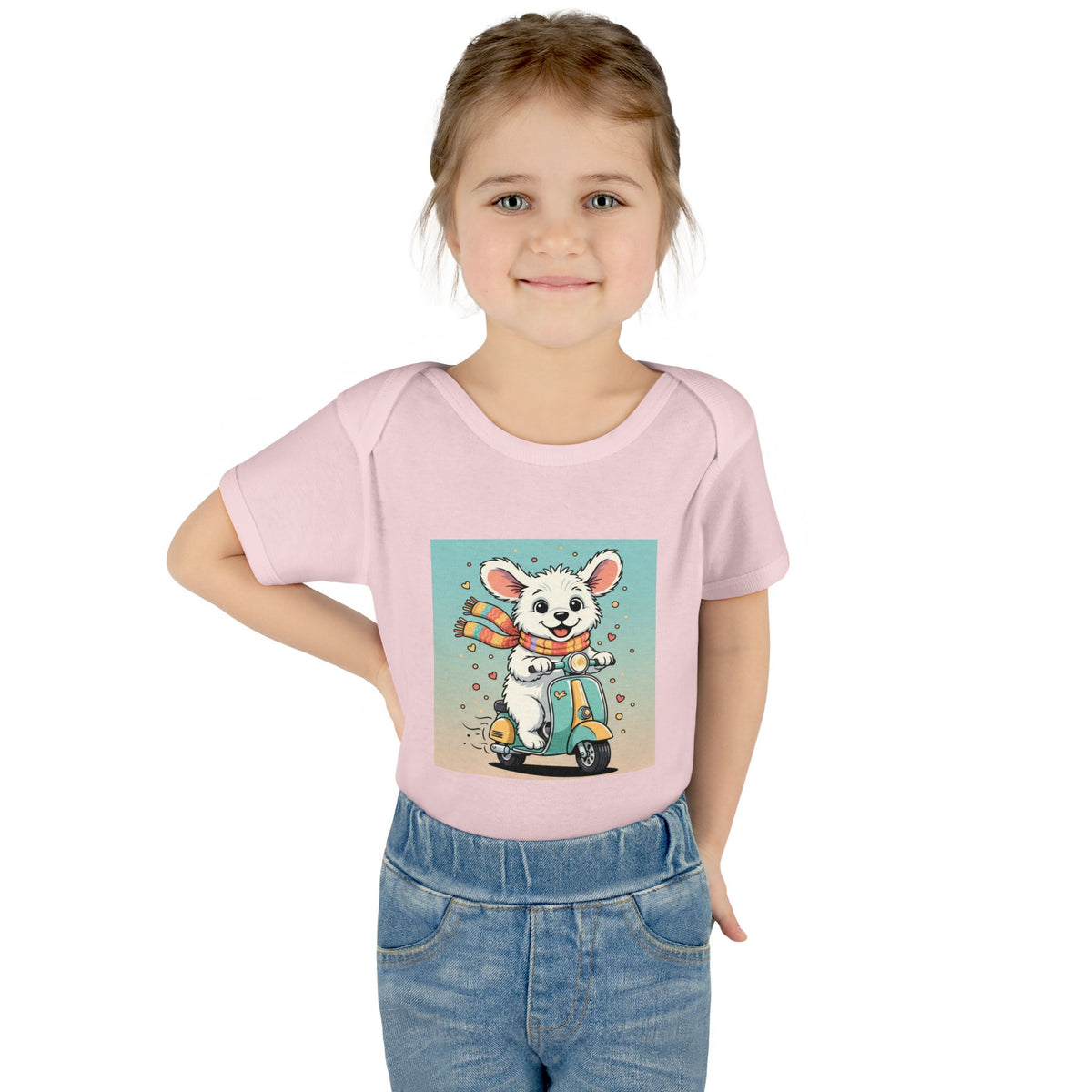 Cute Puppy & his Scooter- Infant Baby Rib Bodysuit- Unisex