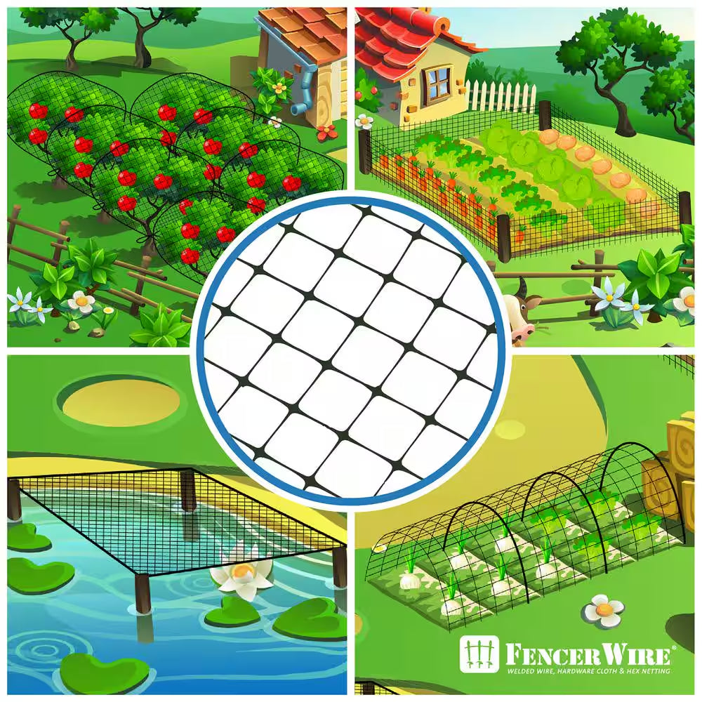 7.5 Ft. X 65 Ft. Black Polywire Garden and Plant Protective Netting with 3/5 In. Mesh, Reusable and Doesn'T Tangle
