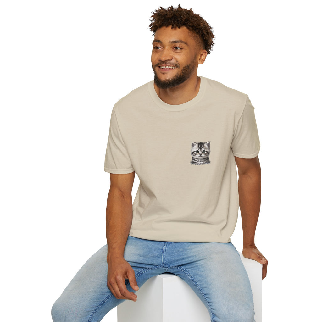 Proper Kitten Portrait T-Shirt | Small Chest Pocket Illustration- Bestie Best Collection