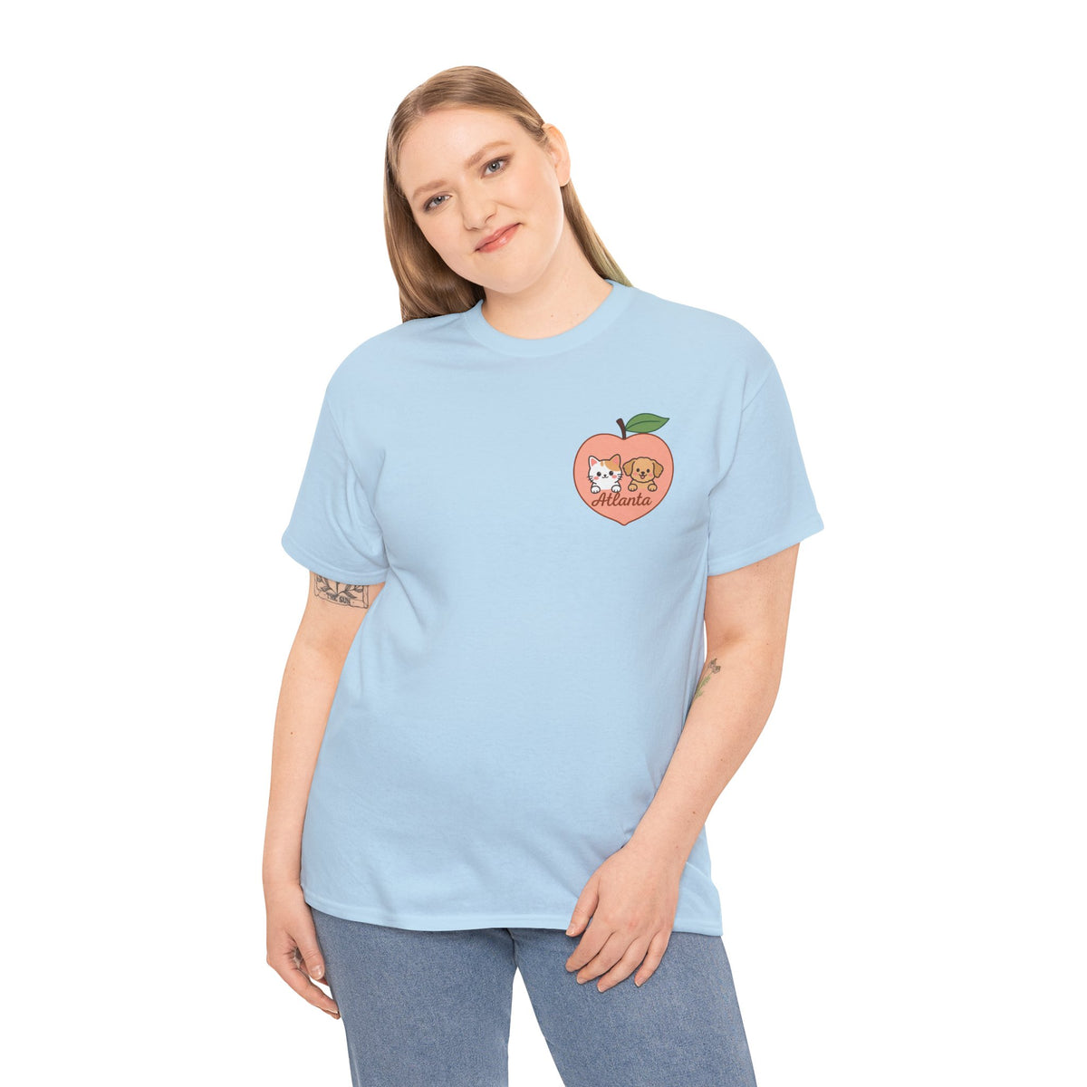 ATLANTA Peach Kitten & Doggie Tee | Cute GA Peach Illustration T-Shirt