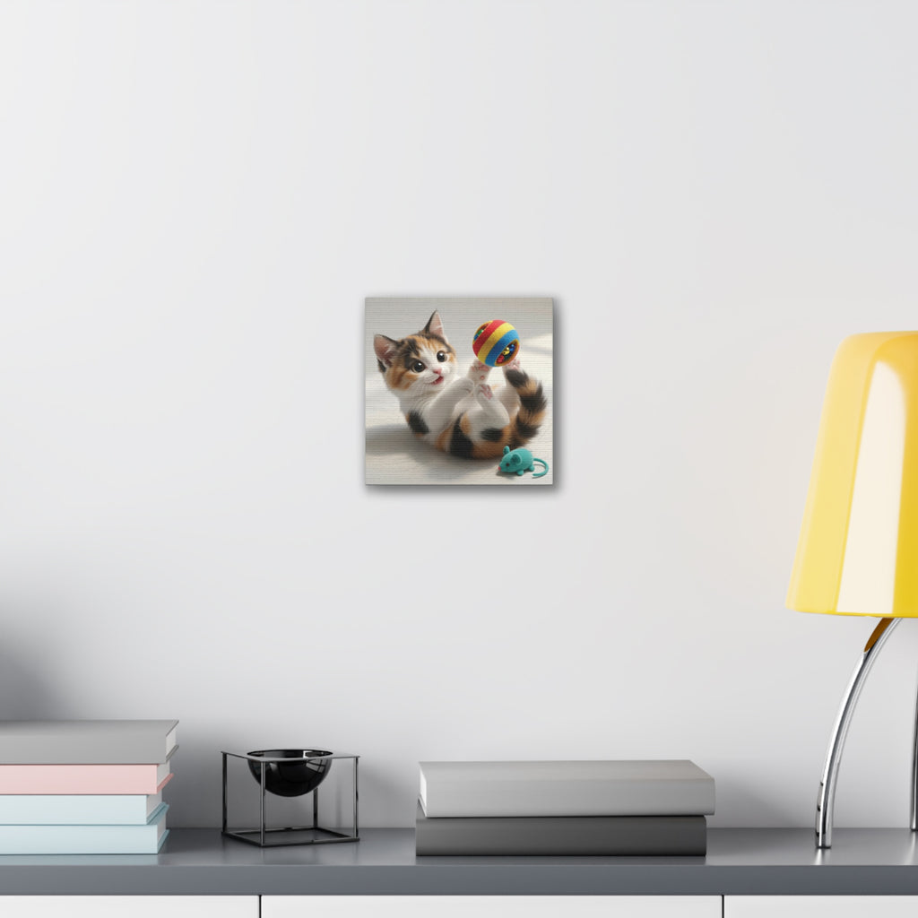 Playful Calico Kitten Canvas- Nursery Decor- Baby & Kids room Decor- Gloria Collection