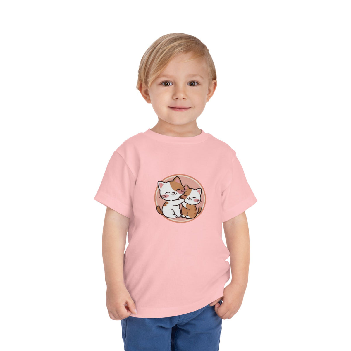 Kawaii Cats Peach Circle Toddler Tee | Atlanta Peach Back Print