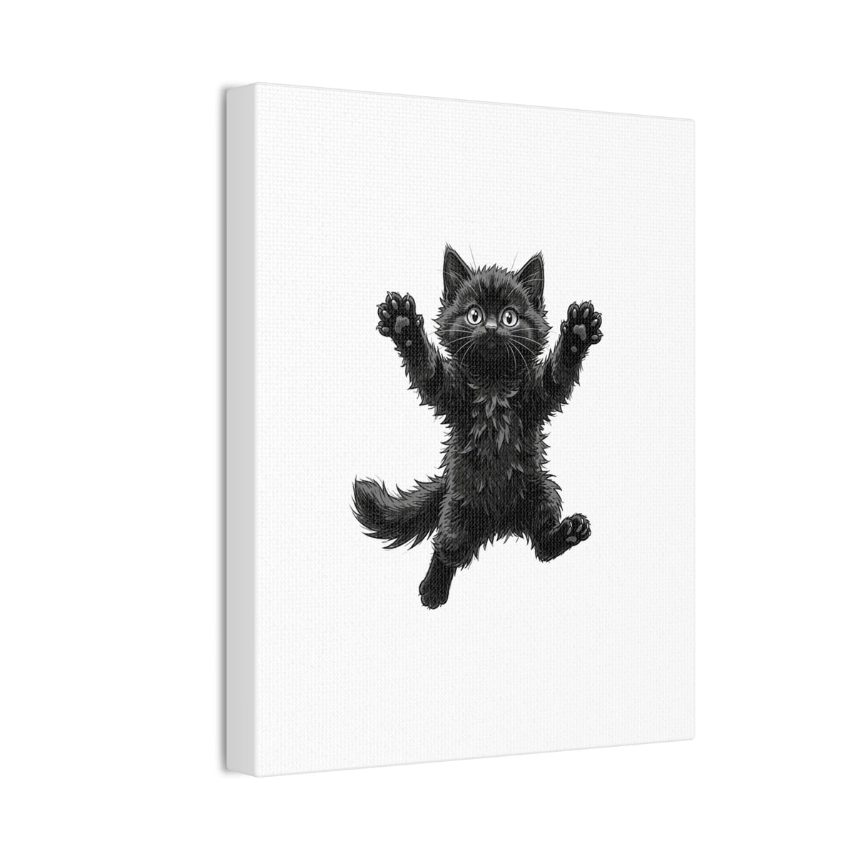 Playful Fluffy Black Kitten Canvas- Twixie Collection- Bestie Best Decor Collection