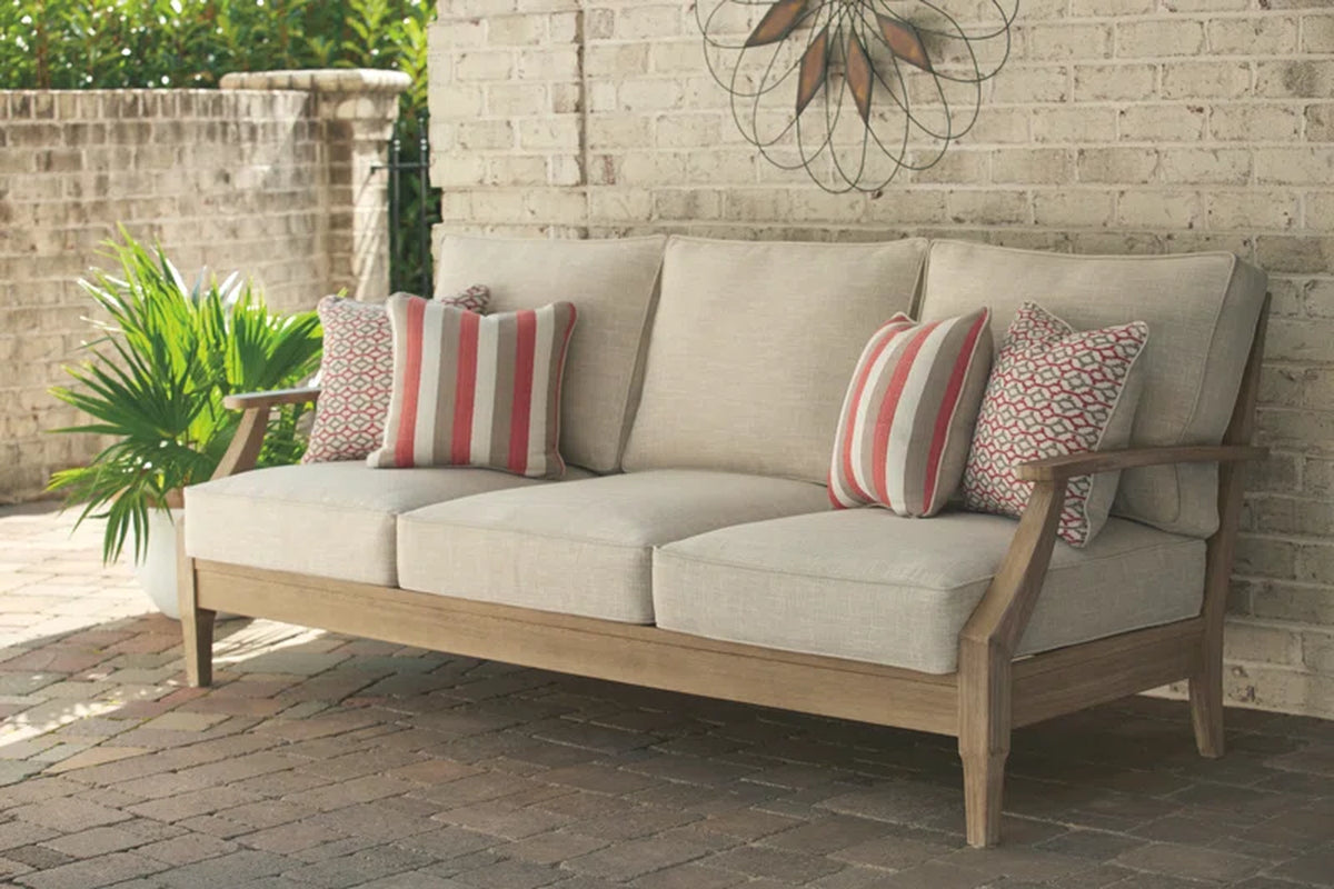 Arikka 81'' Wide Straight Eucalyptus Patio Sofa with Cushions