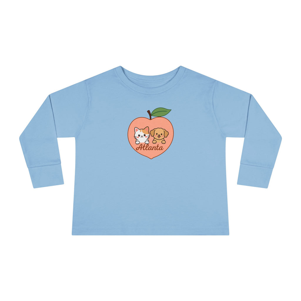 ATLANTA Peach Puppy and Kitten Toddler long sleeve tee | Cute Georgia design