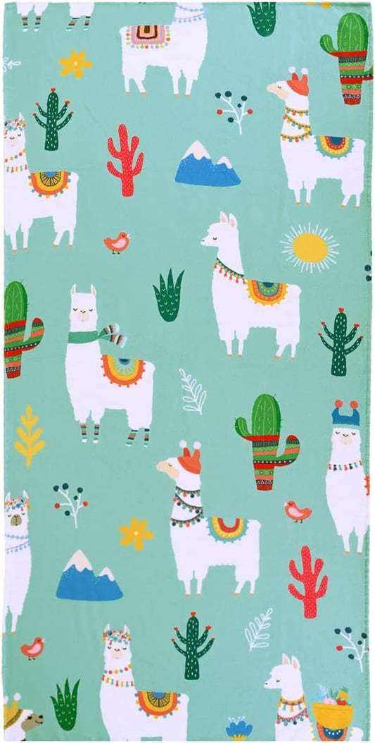 Llama Alpaca Cactus Beach Towel, Quick Dry, Sand-Free Microfiber, Soft and Durable, Ideal for Beach, Pool, Travel, 30X60 Oversized Towel, Vibrant Designs, for Outdoor Enthusiasts