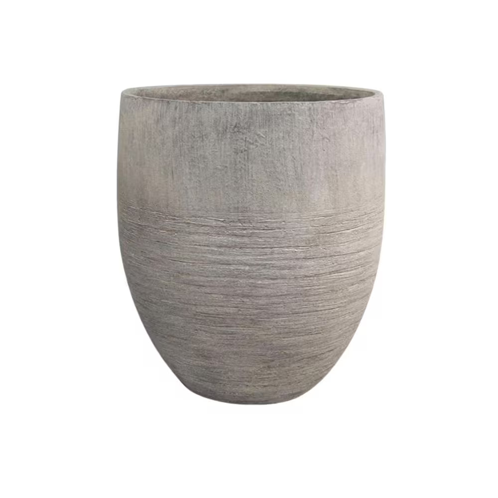 Jennings Large Gray Plastic Fiberglass Tall Decorative Planter with Drainage Hole (17 In. L X 17 In. W X 19 In. H)