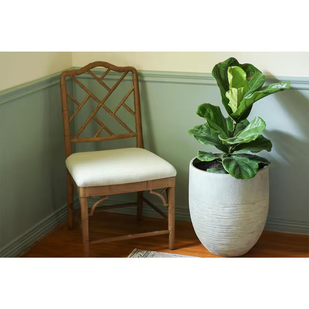 Jennings Large Gray Plastic Fiberglass Tall Decorative Planter with Drainage Hole (17 In. L X 17 In. W X 19 In. H)
