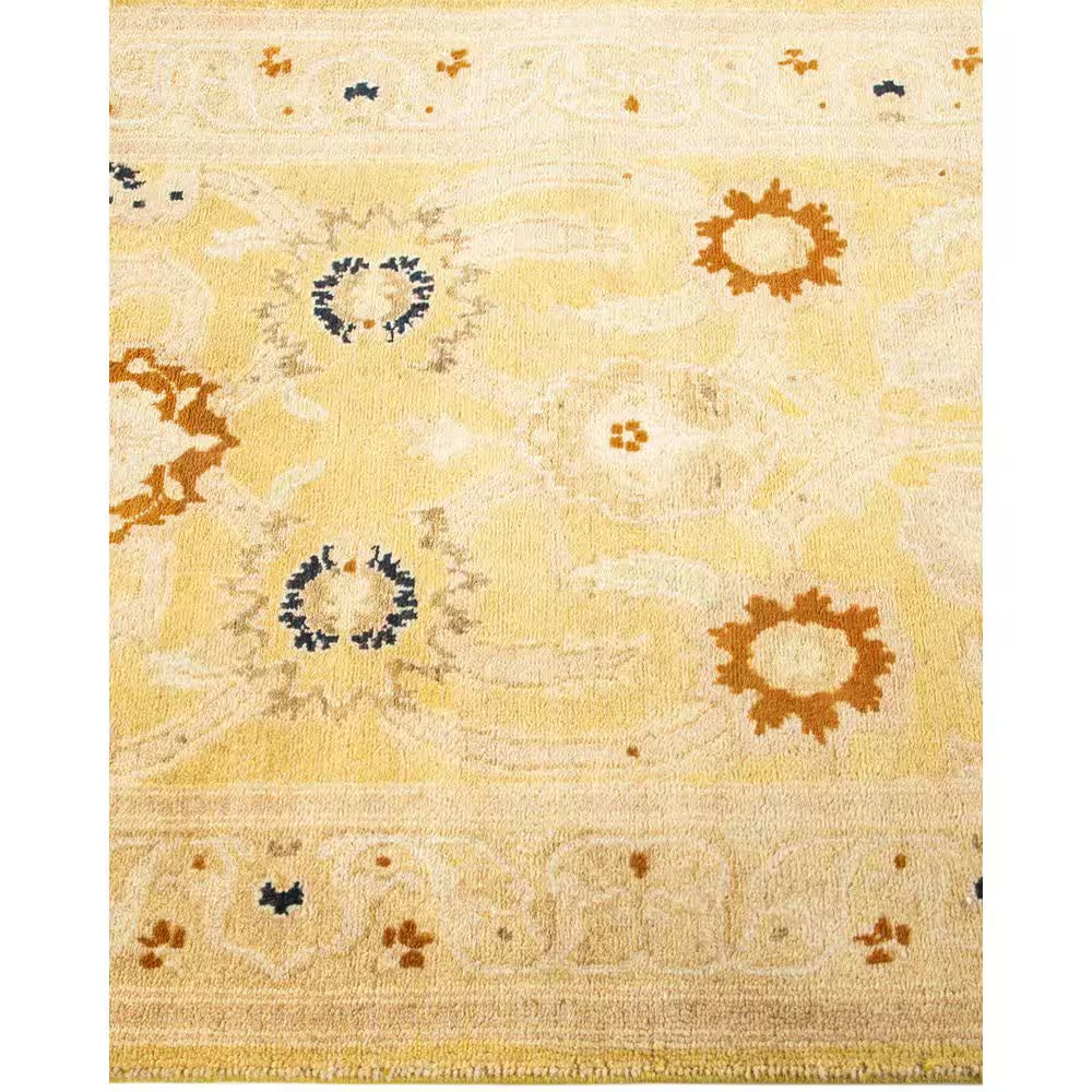 Eclectic Green 2 Ft. X 13 Ft. Floral Wool Indoor Runner Rug