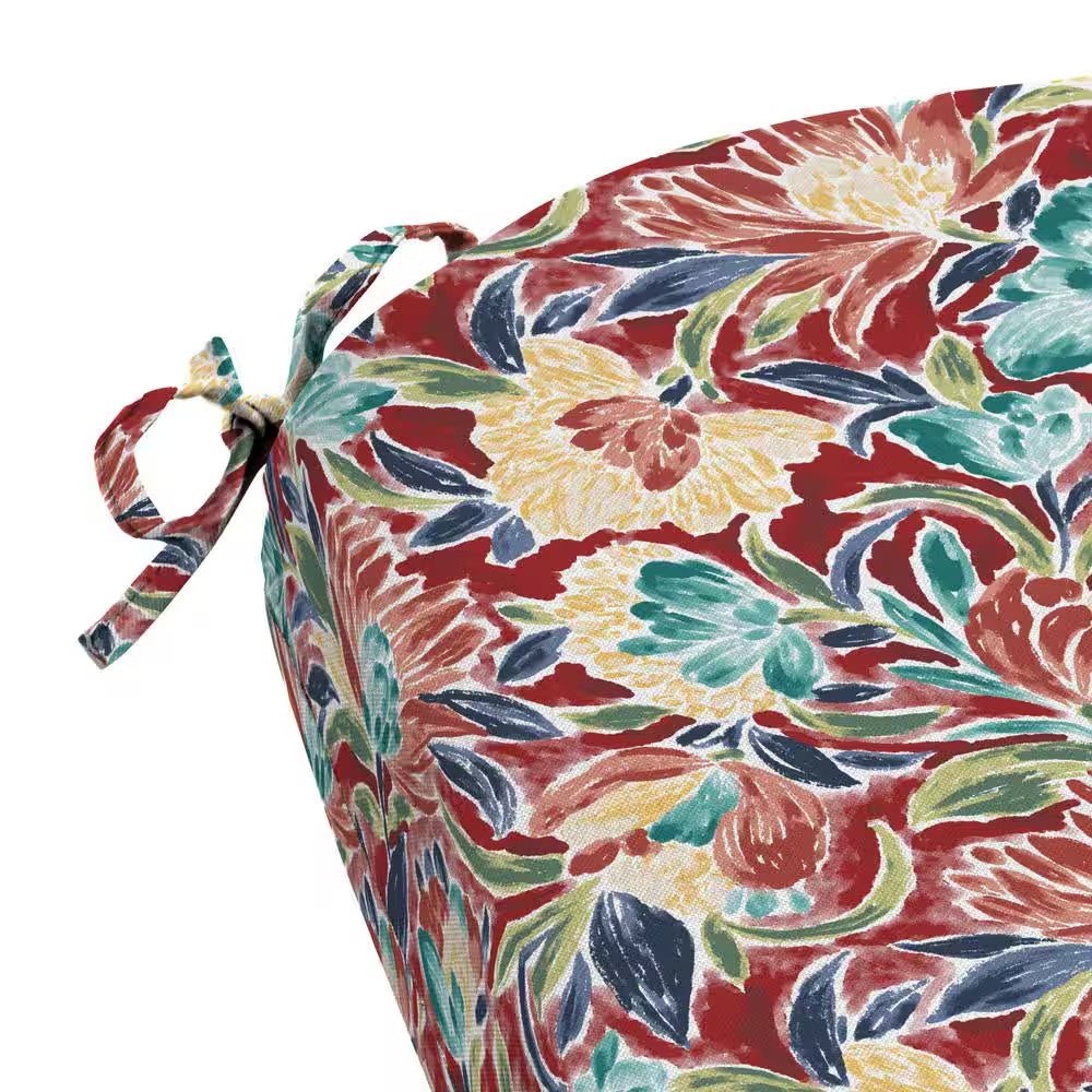 20 In. W X 20 In. D Universal Outdoor Seat Pad in Chili Floral