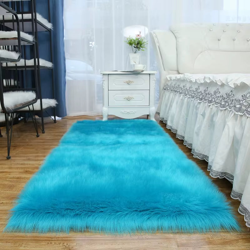 Living Room Fur Carpet Plush Soft Sheepskin Floor Mats Modern Home Decor Bedroom Blankets Imitation Wool Pad White Rugs Doormat