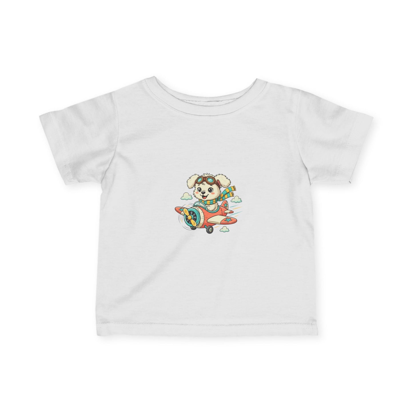 Bestie Best Infant Tee — Cute Pilot Puppy on Airplane- Unisex- Baby Shirt