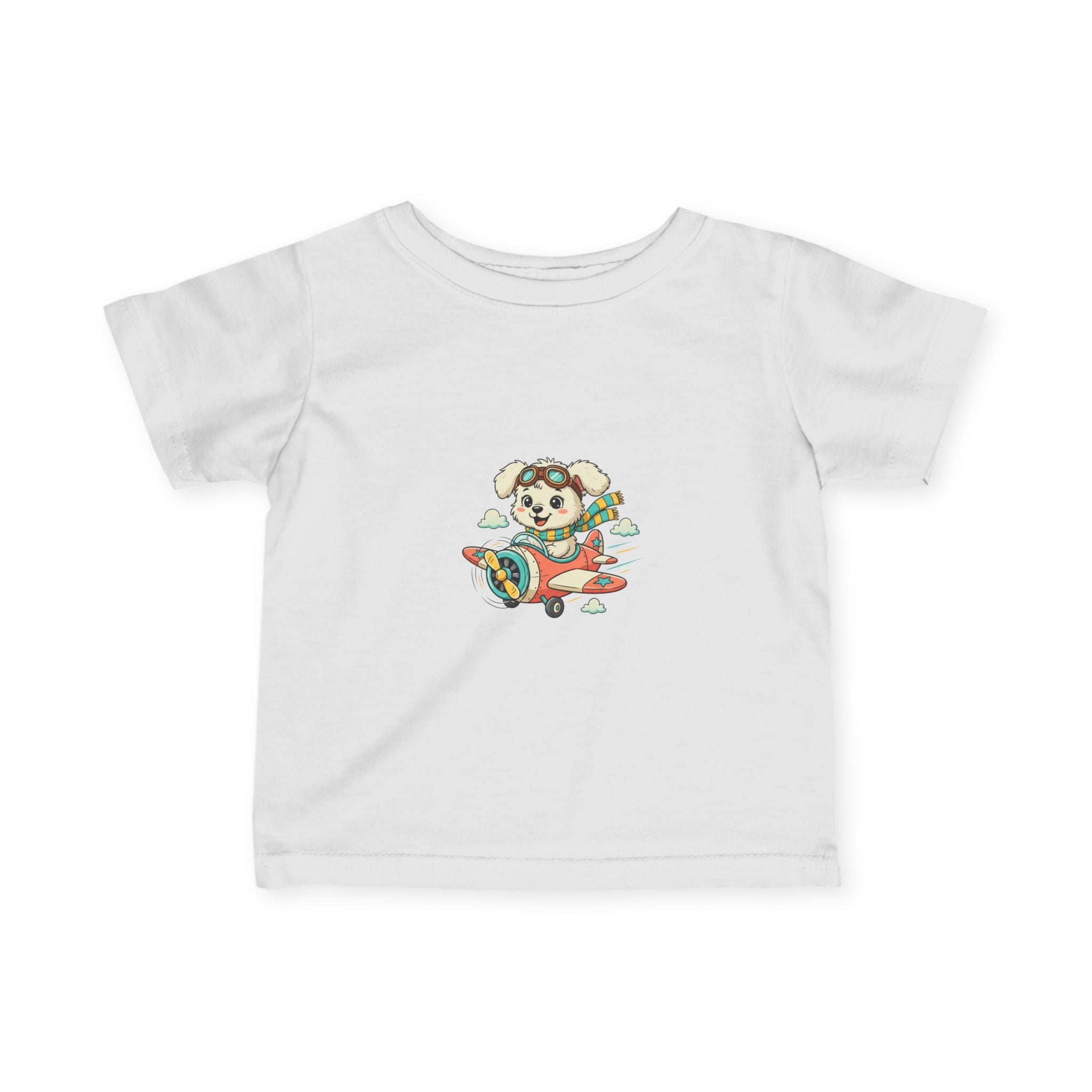Bestie Best Infant Tee — Cute Pilot Puppy on Airplane- Unisex- Baby Shirt