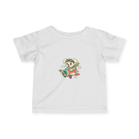 Bestie Best Infant Tee — Cute Pilot Puppy on Airplane- Unisex- Baby Shirt