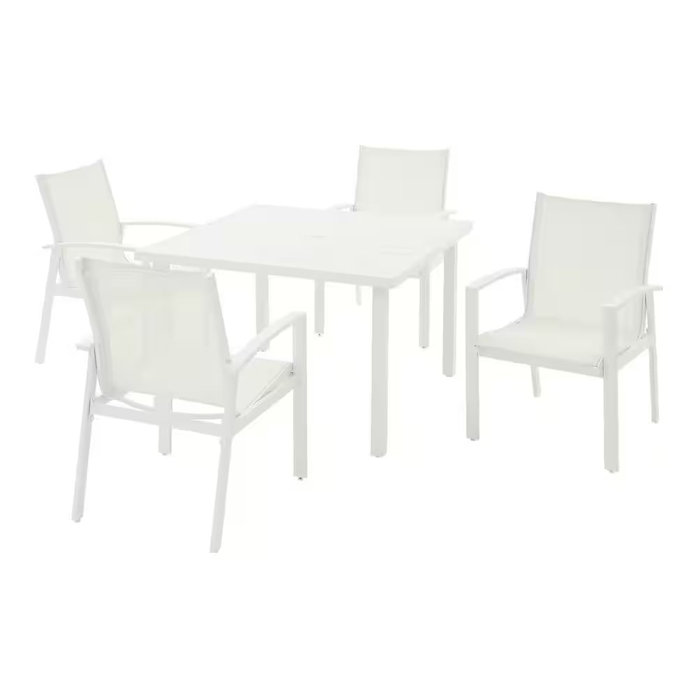 Cooper Springs White 5-Piece Aluminum Commercial Grade Sling Outdoor Dining Set