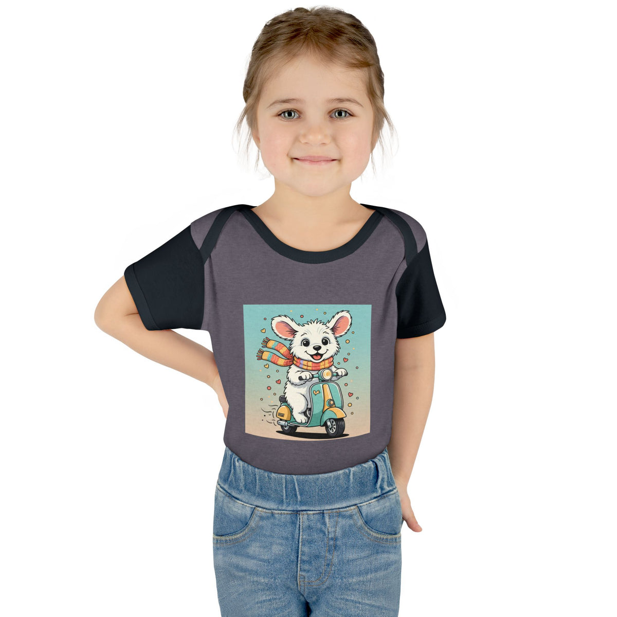 Cute Puppy & his Scooter- Infant Baby Rib Bodysuit- Unisex