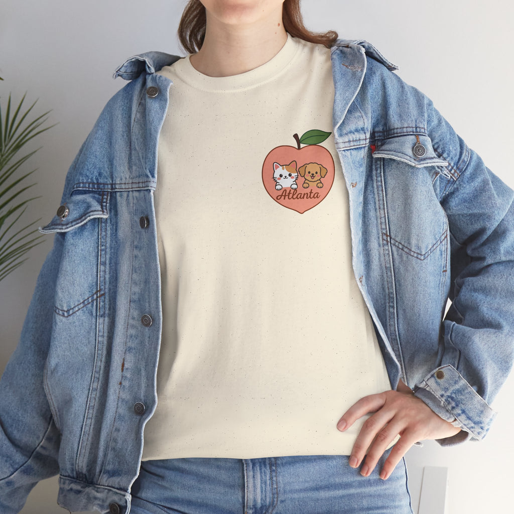 ATLANTA Peach Kitten & Doggie Tee | Cute GA Peach Illustration T-Shirt