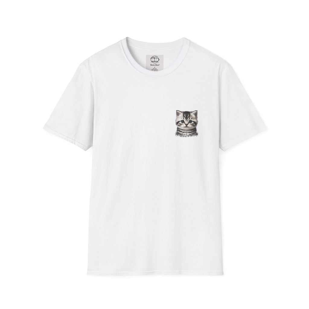 Proper Kitten Portrait T-Shirt | Small Chest Pocket Illustration- Bestie Best Collection