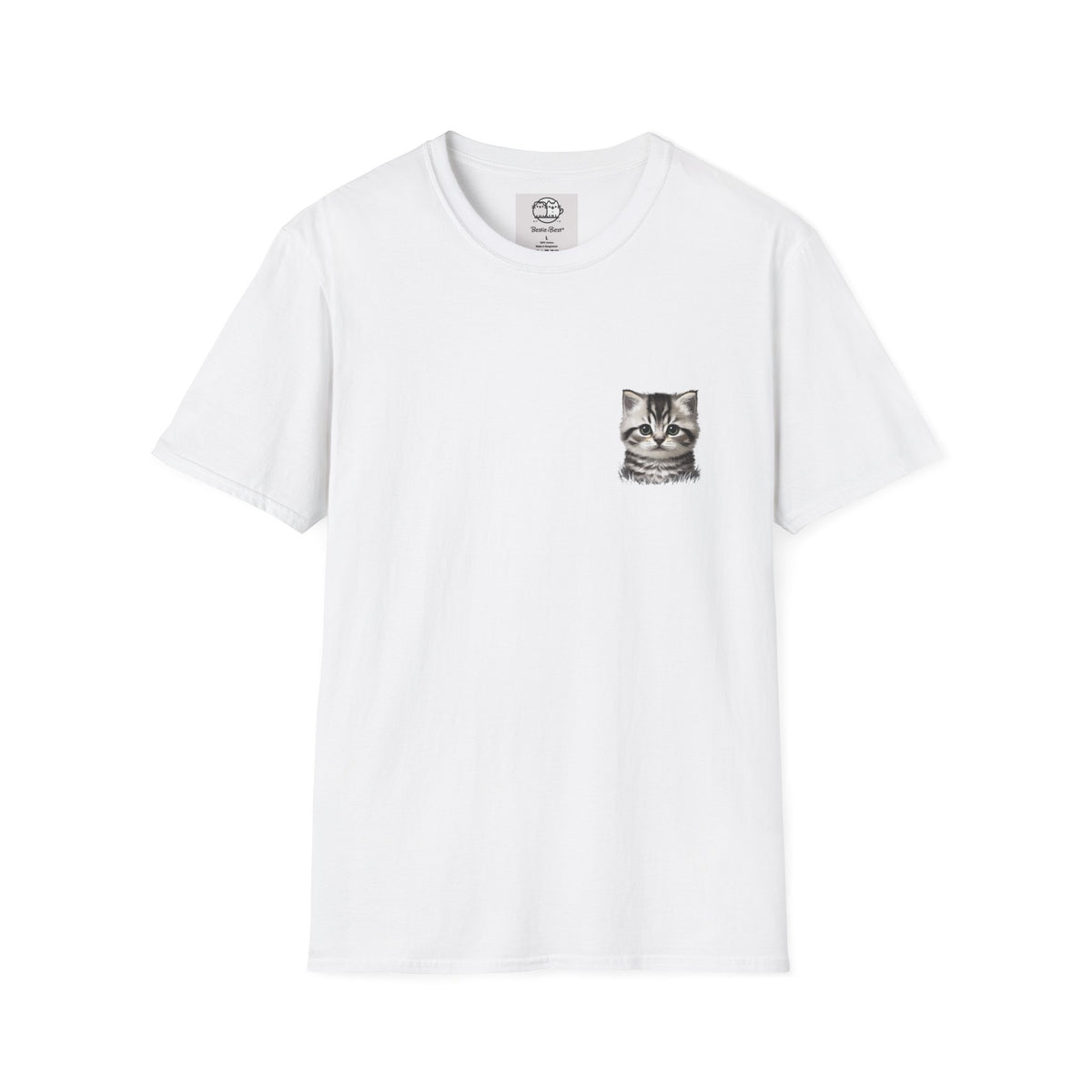 Proper Kitten Portrait T-Shirt | Small Chest Pocket Illustration- Bestie Best Collection