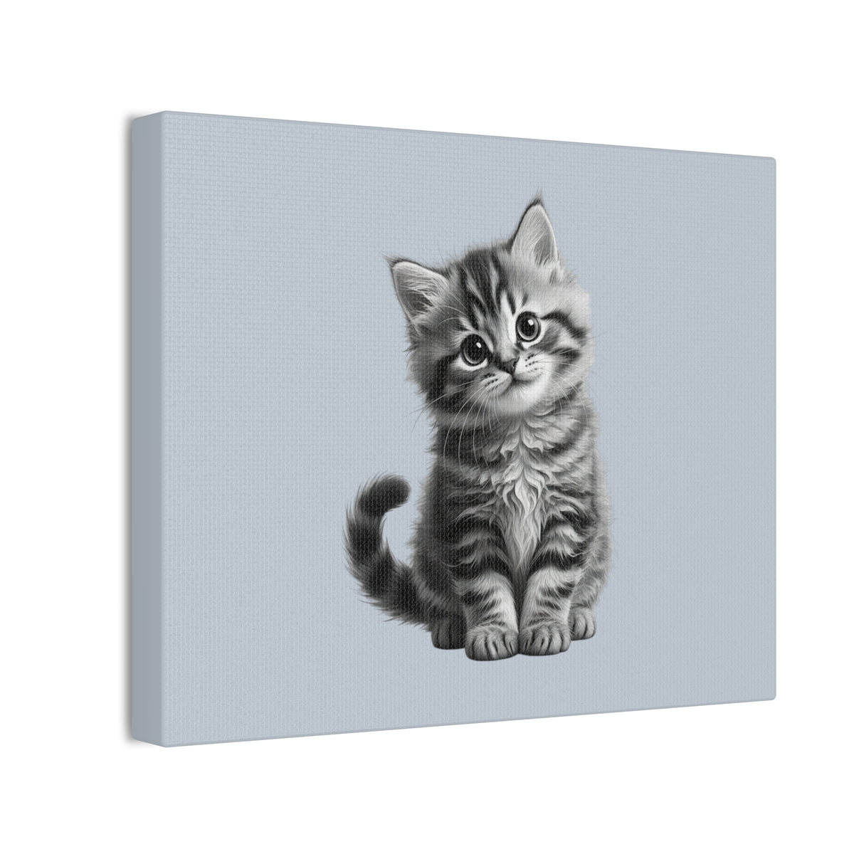 Gray Tabby Kitten Illustration Canvas- Bestie Best Decor Collection- Sage Collection