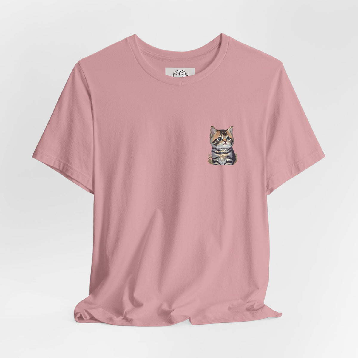 Main Coon Cat Pocket Art T-Shirt | Small Chest Cat Illustration- Bestie Best Collection