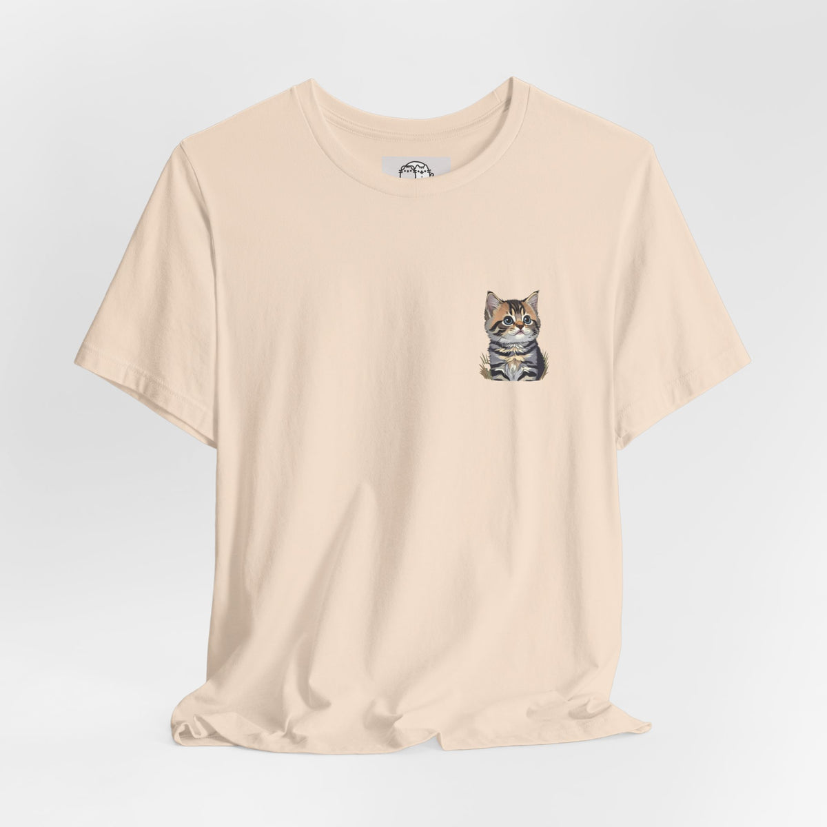 Main Coon Cat Pocket Art T-Shirt | Small Chest Cat Illustration- Bestie Best Collection