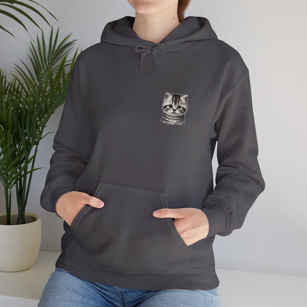 Proper Cat Portrait Illustration Hoodie | Small Chest Print, Bestie Best Collection