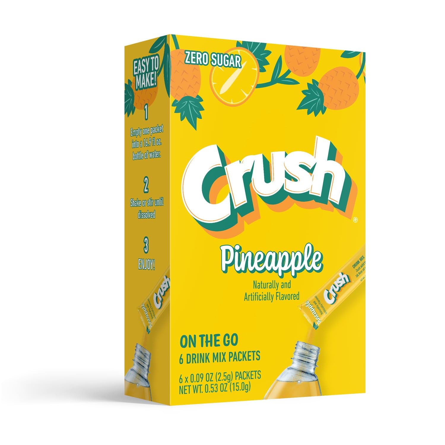 Crush- Powder Drink Mix - Sugar Free & Delicious (Pineapple, 72 Sticks)