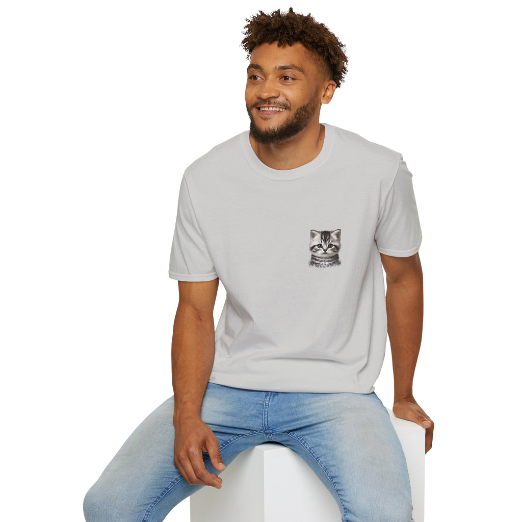 Proper Kitten Portrait T-Shirt | Small Chest Pocket Illustration- Bestie Best Collection