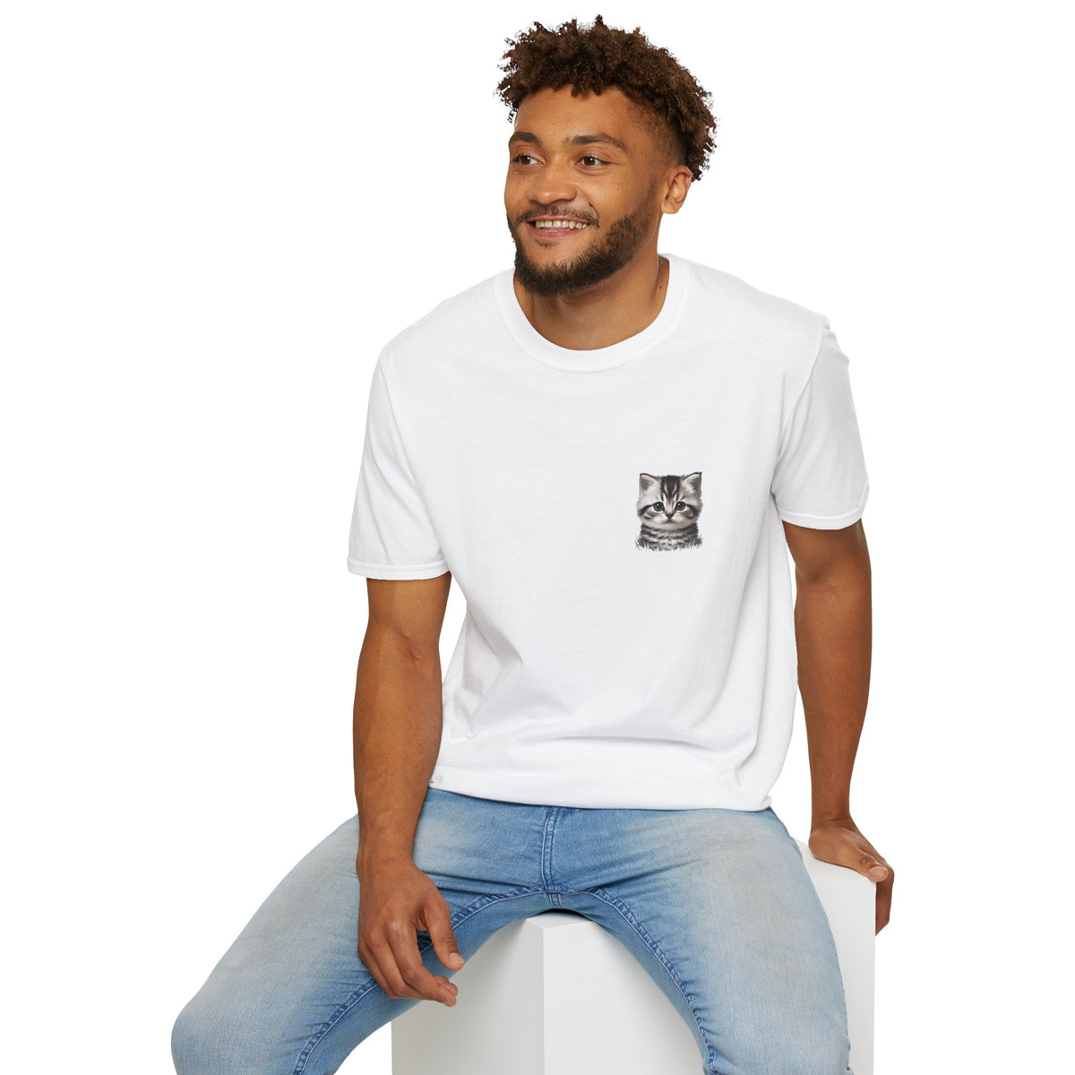 Proper Kitten Portrait T-Shirt | Small Chest Pocket Illustration- Bestie Best Collection